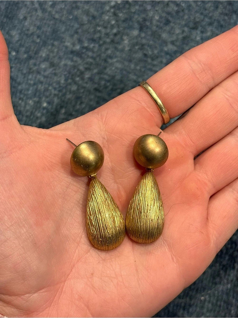Gold-Tone Textured Drop Earrings